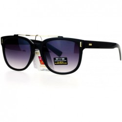 Wayfarer Retro Metal Flat Top Bridge Horn Rim Horned Sunglasses - Black Smoke - CC12EMGGYBN $8.98