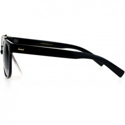 Wayfarer Retro Metal Flat Top Bridge Horn Rim Horned Sunglasses - Black Smoke - CC12EMGGYBN $8.98