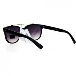 Wayfarer Retro Metal Flat Top Bridge Horn Rim Horned Sunglasses - Black Smoke - CC12EMGGYBN $8.98