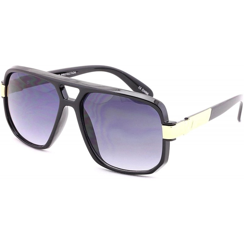 Oversized Gazelle Swag Square Oversized Sunglasses - Black & Gold Frame - C4188ORRWL0 $7.79