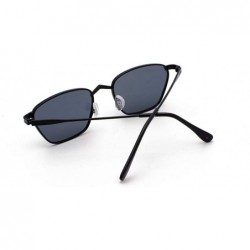 Oversized Square Retro Vintage Nerd Style Sunglasses Colored Small Metal Frame Eyewear for Women Men - Navy - CK18UD0S2XU $13.79