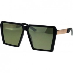 Rectangular Womens Squared Oversize Plastic Futuristic Rectangular Racer Sunglasses - Matte Black Gold - CH18EHRN3L8 $23.43