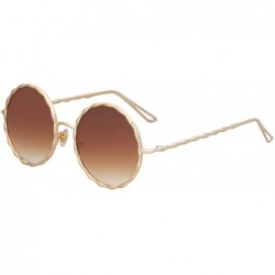 Round Round Oversized Glitter Women and Men Sunglasses Textured Circle Shades - Coffee - C0186377MLG $17.18