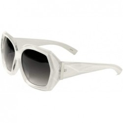 Oversized Women's XL Oversized Faceted Jackie O Sunglasses - Frosted & Silver Frame - C718WO6XIIM $8.91