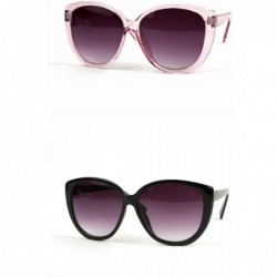 Oversized Vintage Oversize Cat Eye Sunglasses P2145 - 2 Pcs Babypink & Black/Gradientsmoke - CV11WV4DP11 $31.83