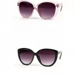 Oversized Vintage Oversize Cat Eye Sunglasses P2145 - 2 Pcs Babypink & Black/Gradientsmoke - CV11WV4DP11 $63.66