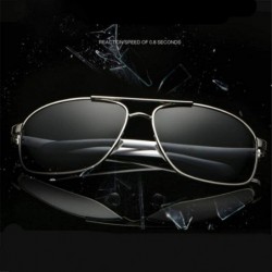 Aviator Sunglasses HD Polarized Men Mirror Sun Glasses Retro Driving Glasses Gold Green - Green - CX18XGEO23H $7.78