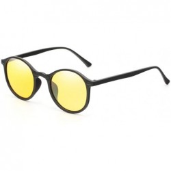 Sport Small Round Polarized Sunglasses Vintage Women Men Driving Glasses - Yellow - CQ18T6M4I3Q $19.06