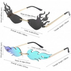 Rimless 2 Pieces Fire Flame Sunglasses for Women Men - Rimless Wave Sun Glasses Eyewear for Party - C9 - CK1900KR8AQ $10.89