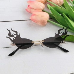 Rimless 2 Pieces Fire Flame Sunglasses for Women Men - Rimless Wave Sun Glasses Eyewear for Party - C9 - CK1900KR8AQ $10.89