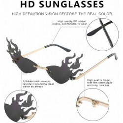 Rimless 2 Pieces Fire Flame Sunglasses for Women Men - Rimless Wave Sun Glasses Eyewear for Party - C9 - CK1900KR8AQ $10.89