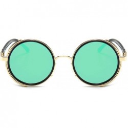 Oval Steampunk Vintage Retro Round Sunglasses Metal Circle Frame - Green Lens+gold Frame - C618QCK390G $14.82