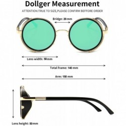 Oval Steampunk Vintage Retro Round Sunglasses Metal Circle Frame - Green Lens+gold Frame - C618QCK390G $14.82