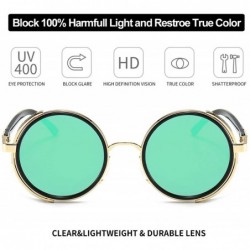 Oval Steampunk Vintage Retro Round Sunglasses Metal Circle Frame - Green Lens+gold Frame - C618QCK390G $14.82