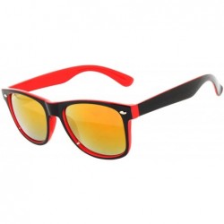 Sport Retro Vintage Two - Tone Sunglasses Mirror and Smoke Lens Yellow - Blue - Pink - Red-black - CI129Z7J41V $12.47