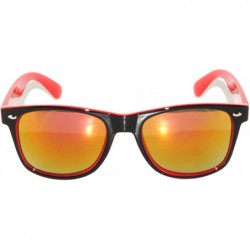 Sport Retro Vintage Two - Tone Sunglasses Mirror and Smoke Lens Yellow - Blue - Pink - Red-black - CI129Z7J41V $12.47