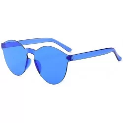 Round Unisex Fashion Candy Colors Round Outdoor Sunglasses Sunglasses - Dark Blue - CU1908MG64I $31.75