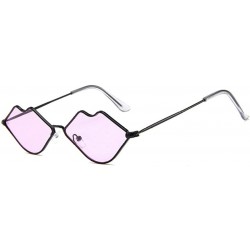 Wayfarer Lip Shape Retro Kiss Sunglasses Women Sun Glasses Alloy Mirror Sunglasses 100% UV400 Polarized Lenses - Gd007-2 - CI...