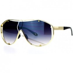 Aviator Shield Aviator Sunglasses Unisex Fashion Futuristic Oversized Metal Frame - Gold Black - CZ12ER7KA4N $11.80