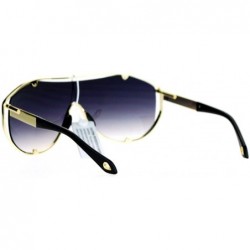 Aviator Shield Aviator Sunglasses Unisex Fashion Futuristic Oversized Metal Frame - Gold Black - CZ12ER7KA4N $11.80