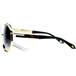 Aviator Shield Aviator Sunglasses Unisex Fashion Futuristic Oversized Metal Frame - Gold Black - CZ12ER7KA4N $11.80