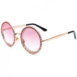 Oval New Women's Oversized Round Siamond Sunglasses Metal Frame Polycarbonate lens Sunglasses - Gold Pink - C918TTSQ7T5 $25.51