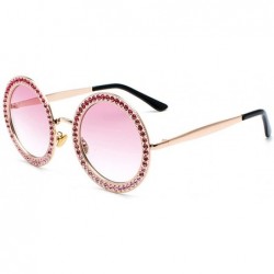 Oval New Women's Oversized Round Siamond Sunglasses Metal Frame Polycarbonate lens Sunglasses - Gold Pink - C918TTSQ7T5 $12.60