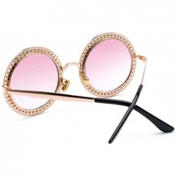 Oval New Women's Oversized Round Siamond Sunglasses Metal Frame Polycarbonate lens Sunglasses - Gold Pink - C918TTSQ7T5 $12.60