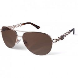 Rimless Aviator Sunglasses for Women Men Oversized Metal Frame UV400 Mirrored Sunglasses - Brown - C218TX57D79 $31.52