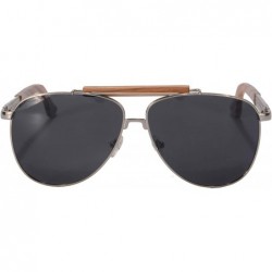 Aviator Men's Polarized Sunglasses Classic UV400 Wood Sun Glasses - Z1565 - Silver/Zebra-2 - CO189HOZHEM $11.78