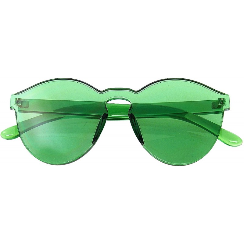 Round Fashion Womens Mens Clear Novelty Sunglasses UV400 Outdoor Frameless Eyewear - Green - CE18KIE4H87 $9.77