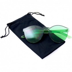 Round Fashion Womens Mens Clear Novelty Sunglasses UV400 Outdoor Frameless Eyewear - Green - CE18KIE4H87 $9.77