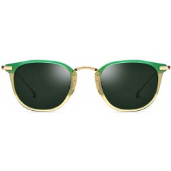 Square Women Acetate B Titanium Square Polarized Sunglasses for Men 839 - Green - C618NI76D8K $51.41