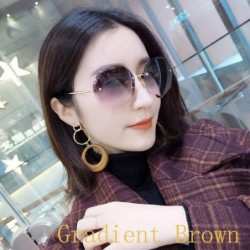 Round New Beach Round Sunglasses 2019 Fashion Retro Gradient Glasses (Gradient Brown) - Gradient Brown - CQ18RRKLSHQ $26.33