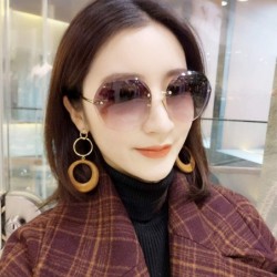 Round New Beach Round Sunglasses 2019 Fashion Retro Gradient Glasses (Gradient Brown) - Gradient Brown - CQ18RRKLSHQ $14.55