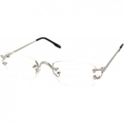 Oval Clear Lens Glasses Unisex Designer Fashion Oval Rimless Metal Frame - Silver - C4195I5X9H0 $21.77