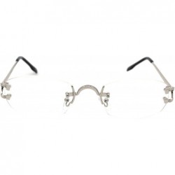 Oval Clear Lens Glasses Unisex Designer Fashion Oval Rimless Metal Frame - Silver - C4195I5X9H0 $9.00