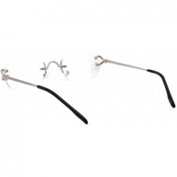 Oval Clear Lens Glasses Unisex Designer Fashion Oval Rimless Metal Frame - Silver - C4195I5X9H0 $9.00