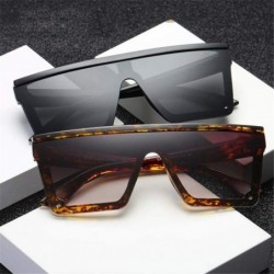 Square Male Flat Top Sunglasses Black Square UV400 Gradient Sun Glasses for Men Cool One Piece - Leopard - CP194O3XOEM $18.83