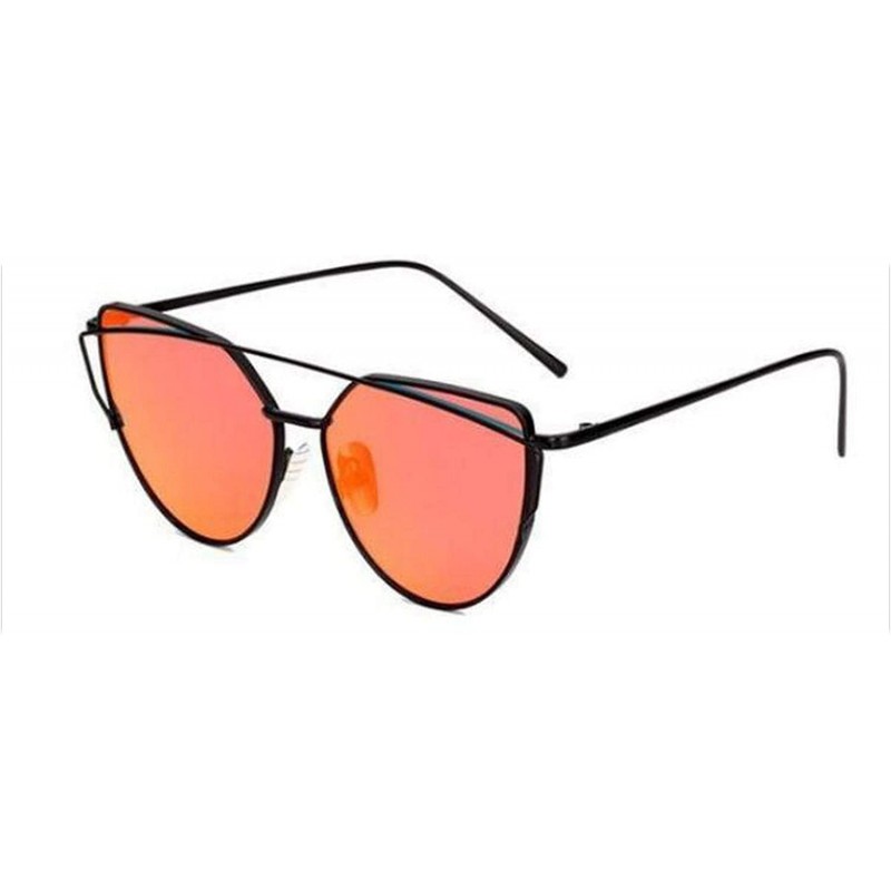 Oversized Sunglasses Cat Eye Vintage Metal Reflective Shades UV400 - Color 1 - CK197ZAHMG0 $21.37