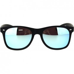 Rectangular 1.1mm Polarized Color Mirror Lens Hipster Rubberized Black Horn Rim Sunglasses - Blue Mirror - CJ18TI3WRT6 $23.03