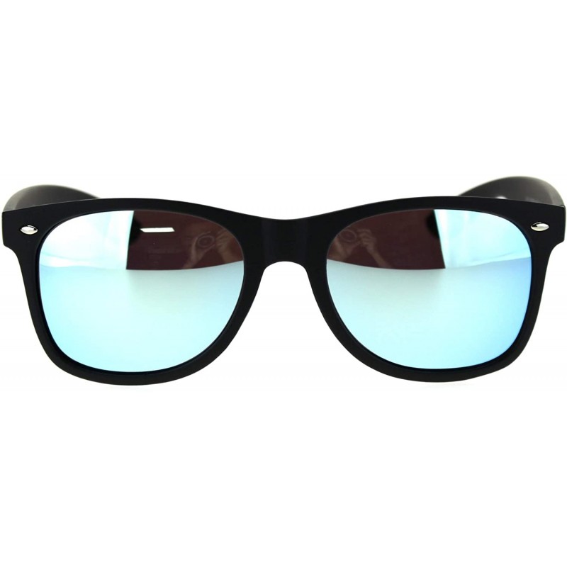 Rectangular 1.1mm Polarized Color Mirror Lens Hipster Rubberized Black Horn Rim Sunglasses - Blue Mirror - CJ18TI3WRT6 $14.83
