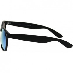 Rectangular 1.1mm Polarized Color Mirror Lens Hipster Rubberized Black Horn Rim Sunglasses - Blue Mirror - CJ18TI3WRT6 $14.83