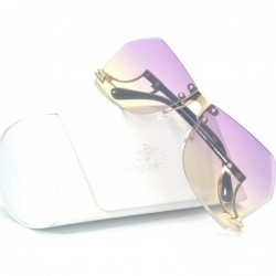 Oversized Vintage Oversized Women's Rimless Sunglasses Goggles UV400 Protrction With Case - Purple - CW185DXZ22K $7.97