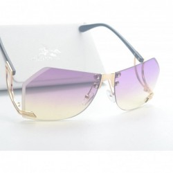 Oversized Vintage Oversized Women's Rimless Sunglasses Goggles UV400 Protrction With Case - Purple - CW185DXZ22K $7.97