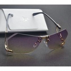 Oversized Vintage Oversized Women's Rimless Sunglasses Goggles UV400 Protrction With Case - Purple - CW185DXZ22K $7.97