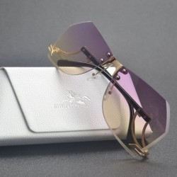 Oversized Vintage Oversized Women's Rimless Sunglasses Goggles UV400 Protrction With Case - Purple - CW185DXZ22K $7.97