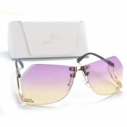 Oversized Vintage Oversized Women's Rimless Sunglasses Goggles UV400 Protrction With Case - Purple - CW185DXZ22K $7.97