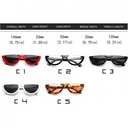 Oval Small Cat Eye Women Sunglasses-Semi Rimeless Shade Glasses-Retro Goggles - B - CV1905XEZY0 $29.73