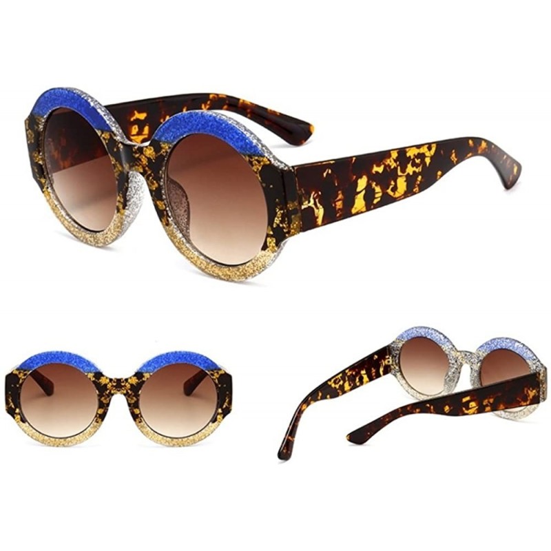 Round New Designer Round Sunglasses for Women Retro Modern Shiny Shades - 4 - CV18ECSXC46 $15.90